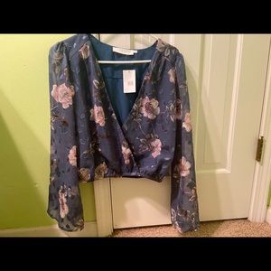 ASTR crop floral burnout blouse